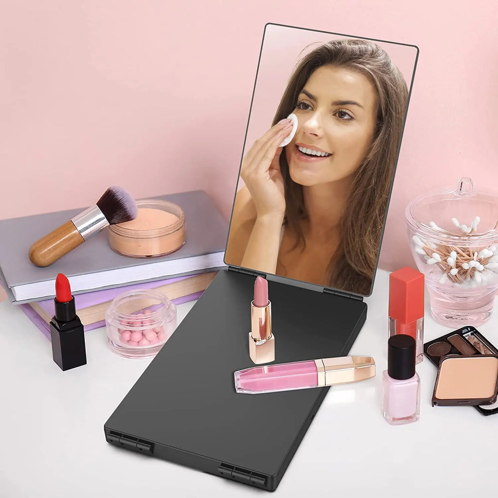 Travel Portable 360° Trifold Vanity Makeup Mirror with Height Adjustable Telescoping Hook for Hair Self Cutting, Shaving, Gifts FadeR